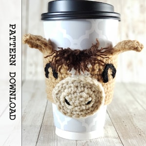 PATTERN: Crochet Horse Pony Donkey Cup Cozy Sleeve | PDF Download Instructions