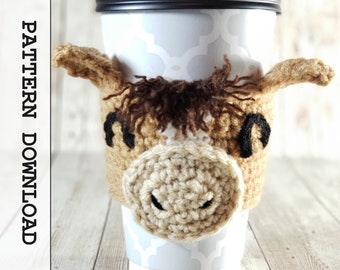 Crochet Pattern: Horse Pony Donkey Cup Cozy Sleeve | PDF Download Instructions