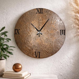 Handmade metal wall clock, Antique copper metal wall clock, Unique home decor, one-of-the-kind metal clock, Brown metal wall clock, Luxury.