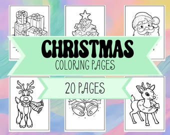 Dibujos navideños para colorear para niños: Navidad, renos, Papá Noel, regalos, coronas y más. Dibujos navideños para colorear para niños, para el hogar y la escuela.