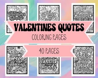 Valentine's Day Quotes Coloring Pages with Quotes - Valentine's Day Coloring Pages for Adults - Valentine Activity Page - Motif Designs