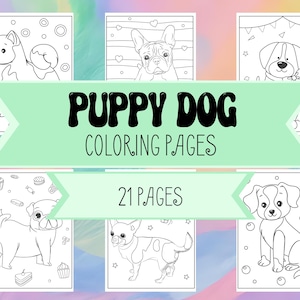 Puppy Dog Coloring Book Pages for Boys & Girls - Printable Coloring Pages - 21 Designs Including Christmas, Birthday, Valentines Day Dogs