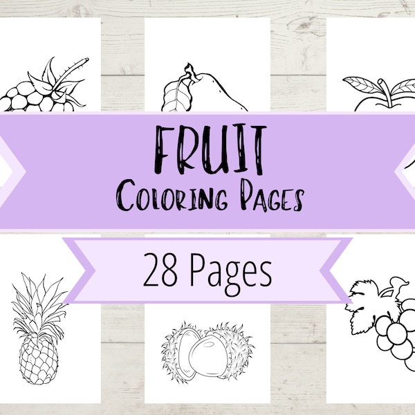 Fruit Coloring Pages - Variety of Exotic Fruit to Color - Great for Teaching Fruits - Printable Kids Coloring Pages for Home & School