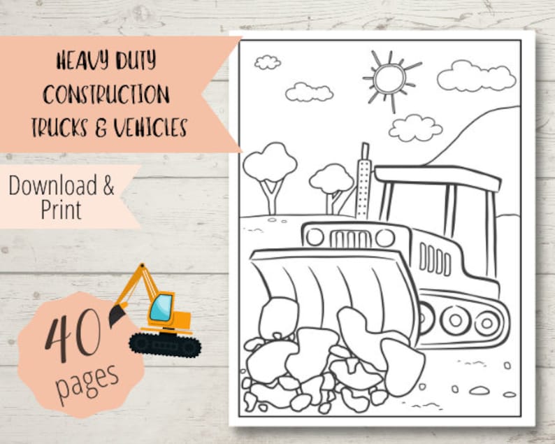 coloring page with a picture of a bulldozer
