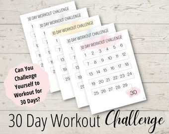 30 Day Workout Challenge Tracker - Printable Planner Page - Fitness Tracker - Challenge yourself to workout and get fit! - Workout Tracker