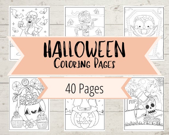 Halloween Coloring Book Pages for Children and Adults - Etsy
