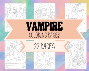 Vampire Coloring Pages for Halloween - Halloween Coloring Activity - Coloring Pages for Kids & Adults - Digital Download - Vampire Pictures