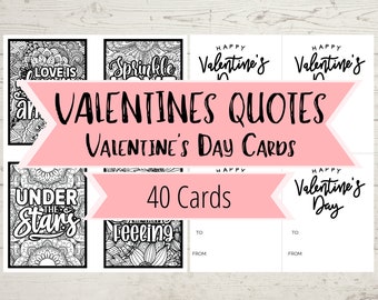 Printable Valentines Day Cards - Love Quotes & Valentine's Sayings - Be Mine, XOXO, Sweetheart - Happy Valentine's Day - 40 Valentines Cards