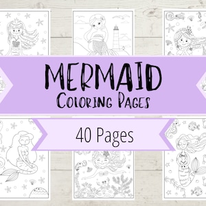 Mermaid Coloring Book Pages - Printable Mermaid Coloring Pages for Girls - Ocean Mermaid Birthday Party Coloring Pages - Kids Coloring Pages
