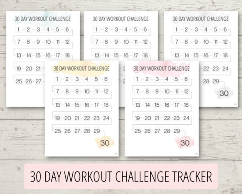 30 Day Workout Challenge Tracker Printable Planner Page Fitness Tracker