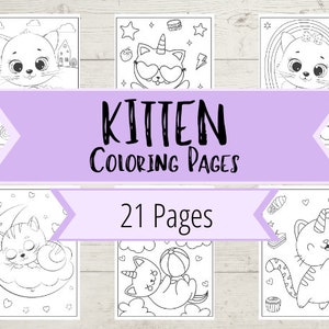 Kitten Coloring Pages - Birthday Kitty, Unicorn Kitty, Kitties and Rainbows, Happy Cats +more - 21 Cute Cat Coloring Pages for Kids & Adults