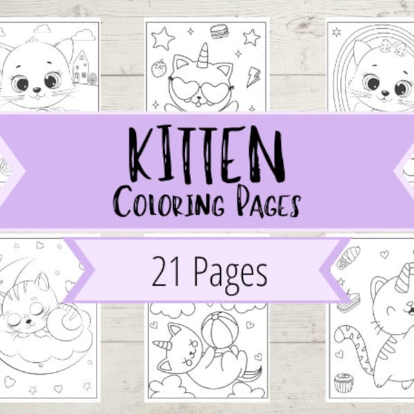 Kitten Coloring Pages - Birthday Kitty, Unicorn Kitty, Kitties and Rainbows, Happy Cats +more - 21 Cute Cat Coloring Pages for Kids & Adults