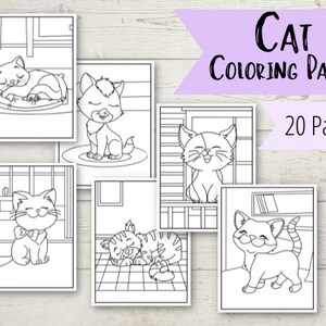 May include: A set of 20 black and white coloring pages featuring cute cats in various poses. The pages are perfect for kids who love to color and are a great way to encourage creativity.