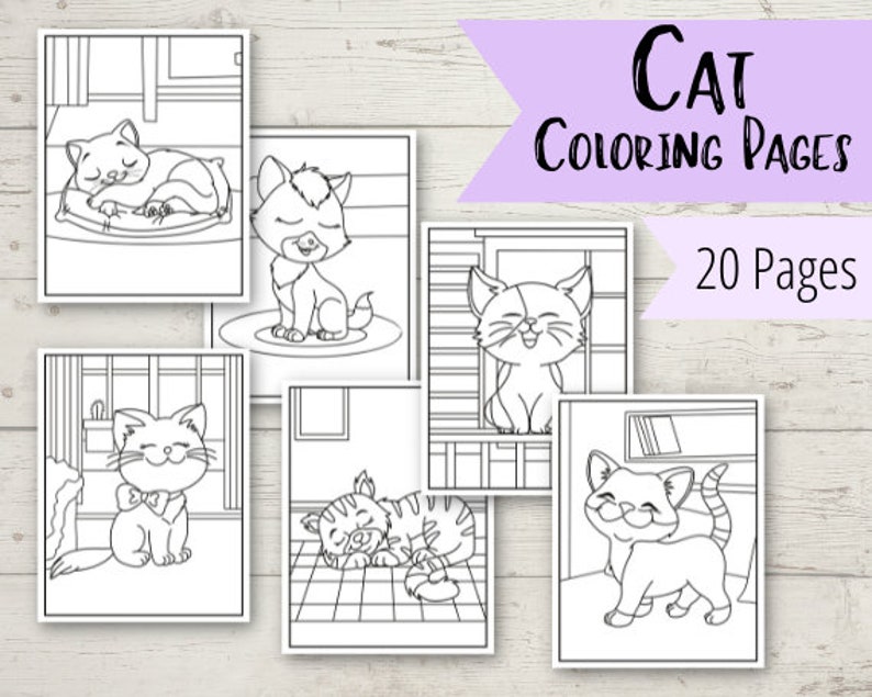 May include: A set of 20 black and white coloring pages featuring cute cats in various poses. The pages are perfect for kids who love to color and are a great way to encourage creativity.