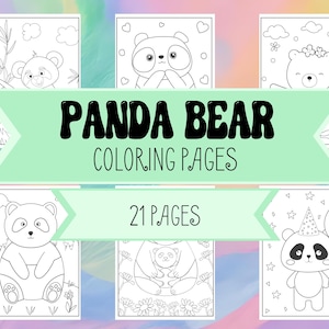 Panda Bear Coloring Book Pages - 21 Coloring Pictures of Pandas - Happy Panda Bears for Boys or Girls - Digital Download, Print, & Color
