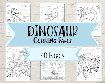 Dinosaur Coloring Pages - 40 Dinosaur Pictures to Download & Print for Children's Coloring Books- Dinos for Boys, Girls, and Adults Coloring