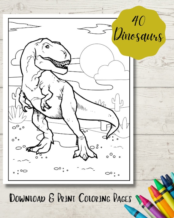 20 Baby Dinosaur Fantasy Coloring Page Book, Adults kids- Instant Download  Grayscale Coloring Page, Printable PDF, T rex , raptor coloring - Payhip