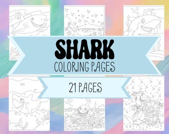 Shark Coloring Pages for Kids - Coloring Book Pages of Shark Pictures for Kids at Home or School - Ocean, Sharks, and Fish Coloring Pages