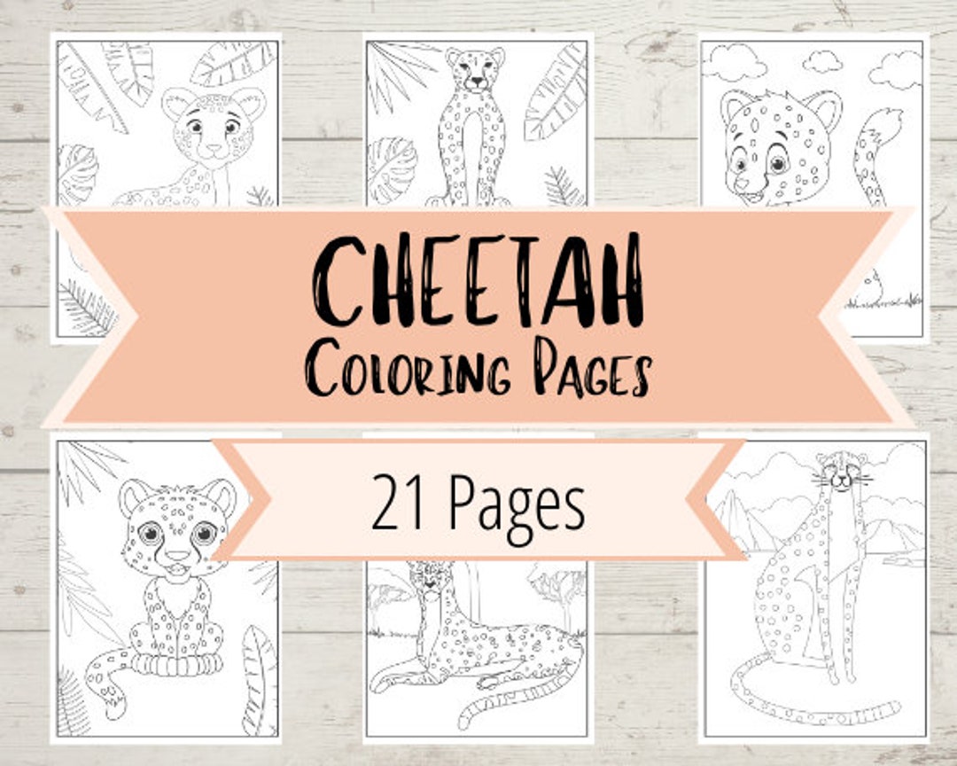Cheetah Cat Coloring Book Pages - Baby Cheetahs & Grown Cheetahs ...