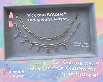 Pick Charms to Create a Custom Charm Bracelet - You Choose the Charms for Charm Bracelets - Paperclip Chain Bracelet, 350+ Charms to Choose
