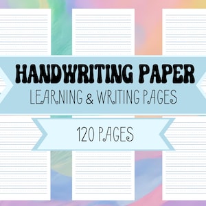 Handwriting Paper - Printable Lined Pages for Handwriting Lessons - Print & Cursive Handwriting Pages for Teachers, Students, Homeschool