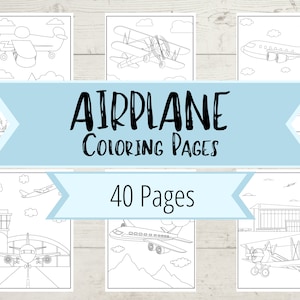 Airplane Coloring Pages - Download & Print Coloring Book Pages for Boys / Girls - Airplanes Flying over Airports, Houses, Trees + Mountains