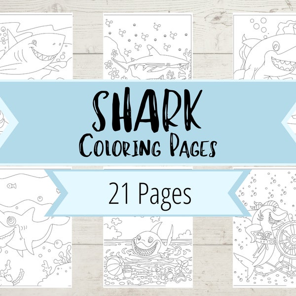 Shark Coloring Pages for Kids - Coloring Book Pages of Shark Pictures for Kids at Home or School - Ocean, Sharks, and Fish Coloring Pages