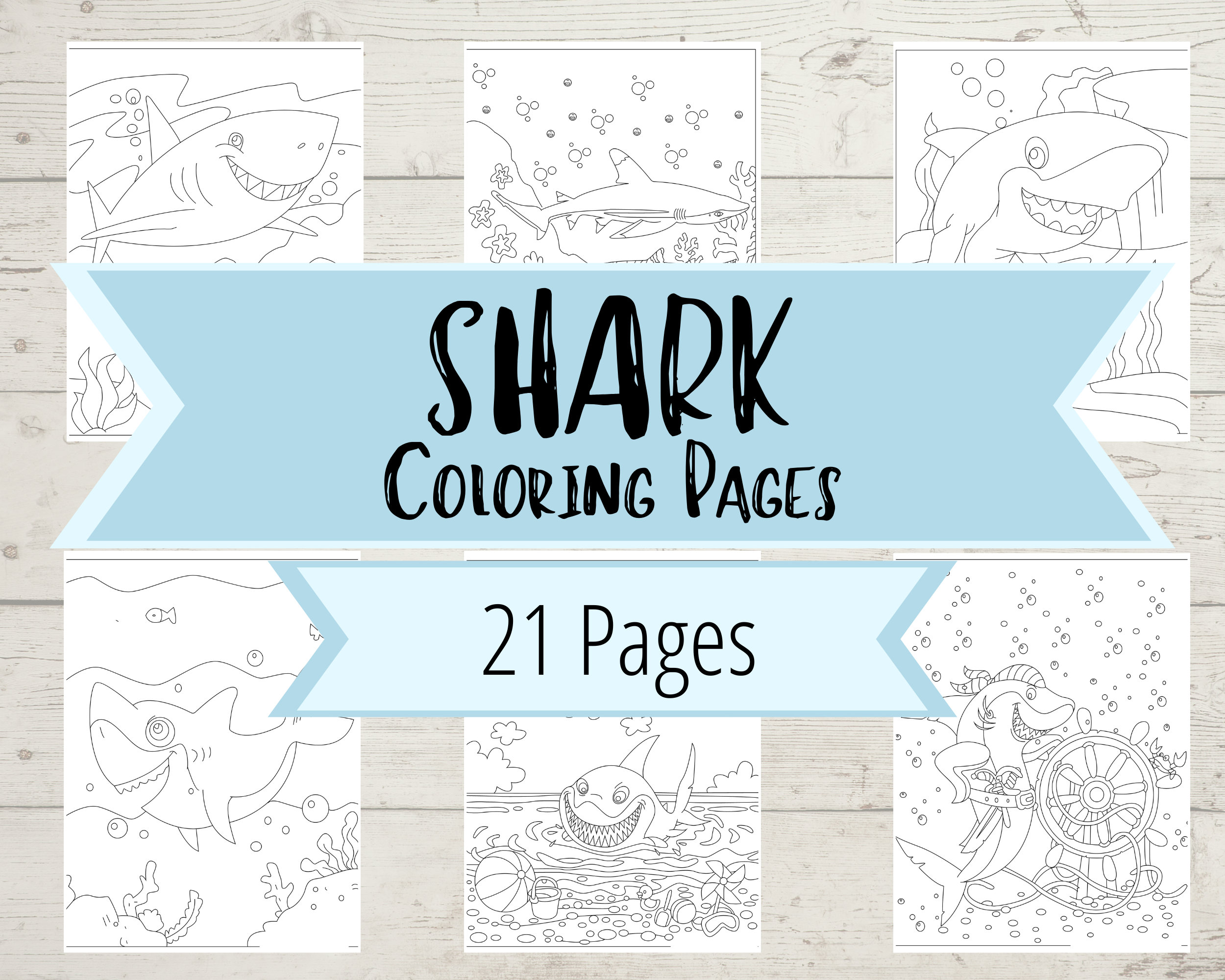 Shark Coloring Pages for Kids Coloring Book Pages of Shark - Etsy