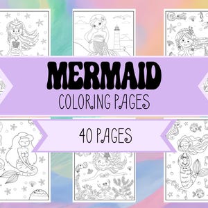 Mermaid Coloring Book Pages - Printable Mermaid Coloring Pages for Girls - Ocean Mermaid Birthday Party Coloring Pages - Kids Coloring Pages