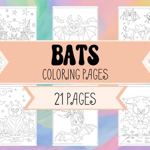 Bat Coloring Pages for Halloween - Halloween Coloring Pages for Kids - Activity for Halloween Party at Home or School for Boys & Girls- BATS