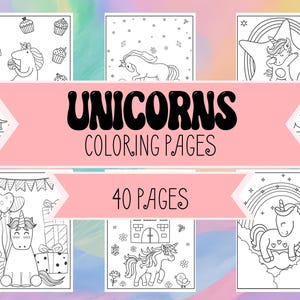 Unicorn Coloring Book Pages - Download & Print 40 Unicorn Coloring Sheets - Unicorns with Castles, Flowers, Hearts, Valentines Day Unicorns