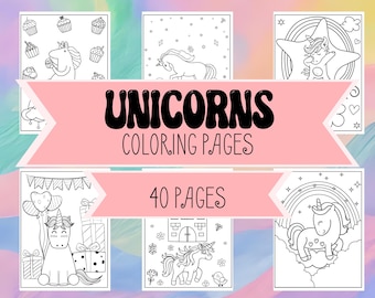 Coloriages de licorne - Téléchargez et imprimez 40 feuilles de coloriage de licorne - Licornes avec châteaux, fleurs, coeurs, licornes de la Saint-Valentin