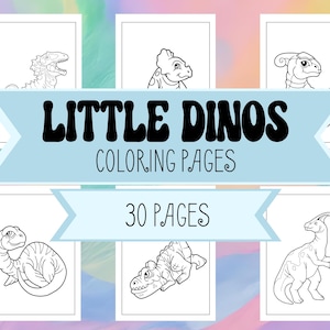 30 Little Dino Coloring Pages for Kids - Dinosaur Coloring Pages for Children & Adults to Print and Color - Dinosaur Coloring Book Download image 1