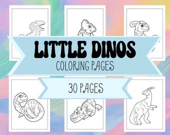 30 Little Dino Coloring Pages for Kids - Dinosaur Coloring Pages for Children & Adults to Print and Color - Dinosaur Coloring Book Download