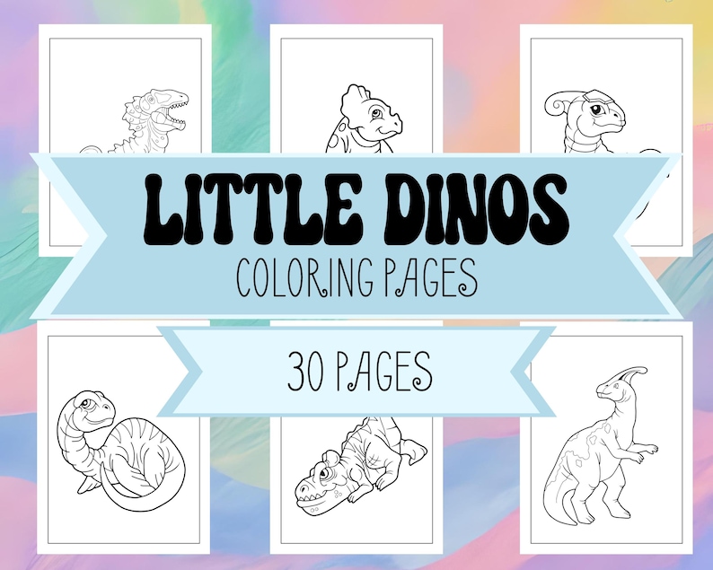 30 Little Dino Coloring Pages for Kids - Dinosaur Coloring Pages for Children & Adults to Print and Color - Dinosaur Coloring Book Download image 1