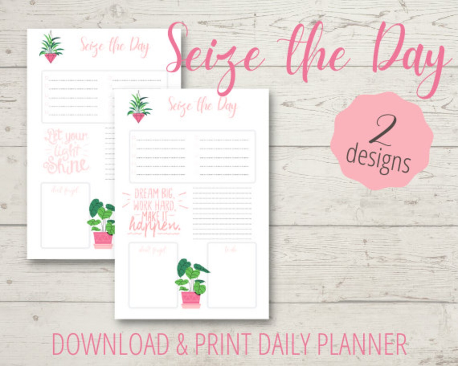 Seize the Day Daily Printable Planner Download & Print Two Etsy