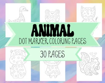 Páginas de actividades con marcadores de puntos - Páginas para colorear de animales con puntos - Actividad para colorear preescolar para niños y niñas - Páginas de marcadores de puntos de animales para niños