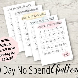 No Spend Tracker - 30 Day No Spending Challenge - Printable Download - Budget Challenge - Budget Tracking - Finance and Savings Tracker