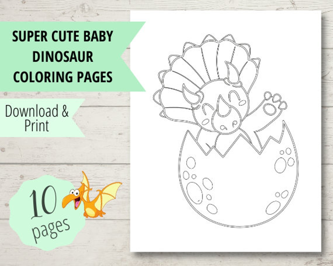 10 Baby Dinosaur Coloring Pages Download & Print Coloring | Etsy