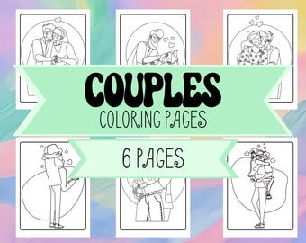 Couples Coloring Pages - Lovers, Couples, Valentine's Day Coloring Pages - Cute Printable - Adult Coloring Pages