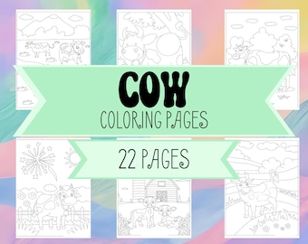Cute COW Coloring Pages - Cow pictures to color featuring Farms, Barns, and Baby Cows - Printable Coloring Pages for Kids - Digital Download