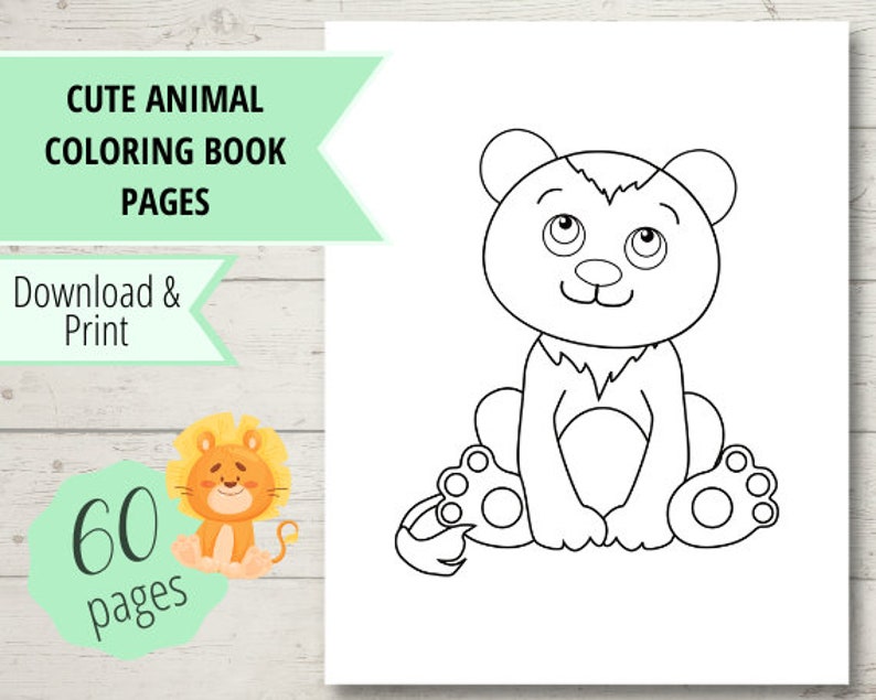 60 Animal Coloring Book Pages - Farm Animals, Sea Animals, Desert Animals, Forest Animals, Birds- Coloring Pages for Boys, Girls, and Adults image 2