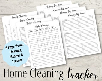 Home Cleaning Planner for Spring Cleaning, Annual Cleaning, Weekly Cleaning, Daily Cleaning - Customizable Cleaning Tracker & Checklist
