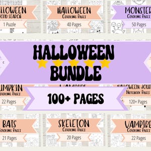 Halloween Printable Bundle - Halloween Coloring Pages and Wordsearch for Kids - All Halloween listings from this shop! - Download and Print image 3