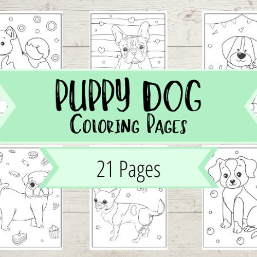 puppy dog coloring book pages for boys girls printable etsy