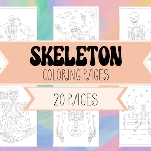 Skeleton Coloring Pages - Spooky Skeletons to Color, Fun Halloween Activity for Kids & Adults - Halloween Coloring Book Pictures - Download