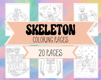 Skeleton Coloring Pages - Spooky Skeletons to Color, Fun Halloween Activity for Kids & Adults - Halloween Coloring Book Pictures - Download