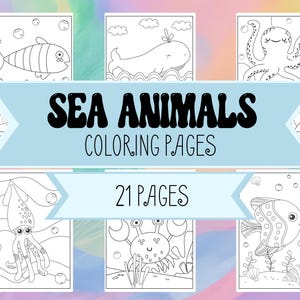 Sea Animal Coloring Book Pages - Ocean Creature Coloring Book - Fish, Sharks, Octopus, Whale Coloring Pages for Boys & Girls - Under the Sea
