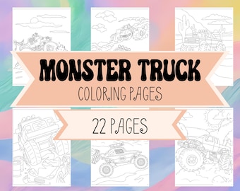 Monster Truck Coloring Pages for Kids an Adults - Monster Trucks Going on Adventures - Big Truck Coloring Book Pages for Boys & Girls -Print