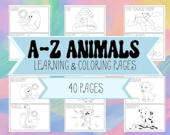 A-Z Dieren Kleurplaten voor peuters en kleuters - Afdrukbare alfabetkleurplaten voor kinderen thuis of in de klas